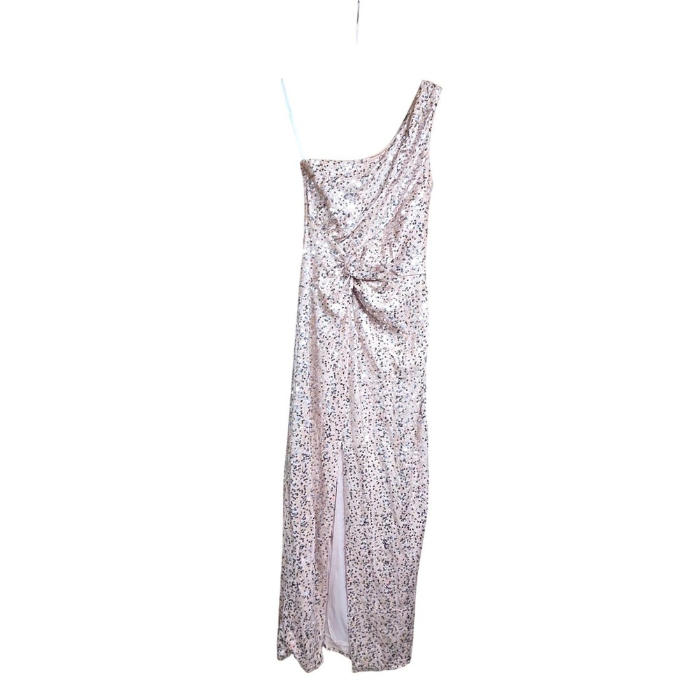 As U Wish One Shoulder Sequin Maxi Gown Small Rose Gold Formal Prom Dress - Picture 3 of 9